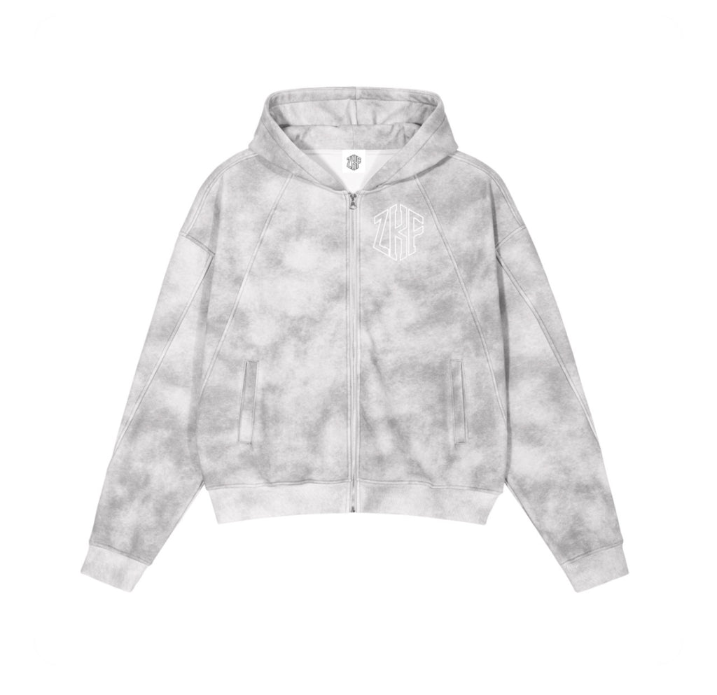 Dirty Washed Zip-Up Fleece Hoodie