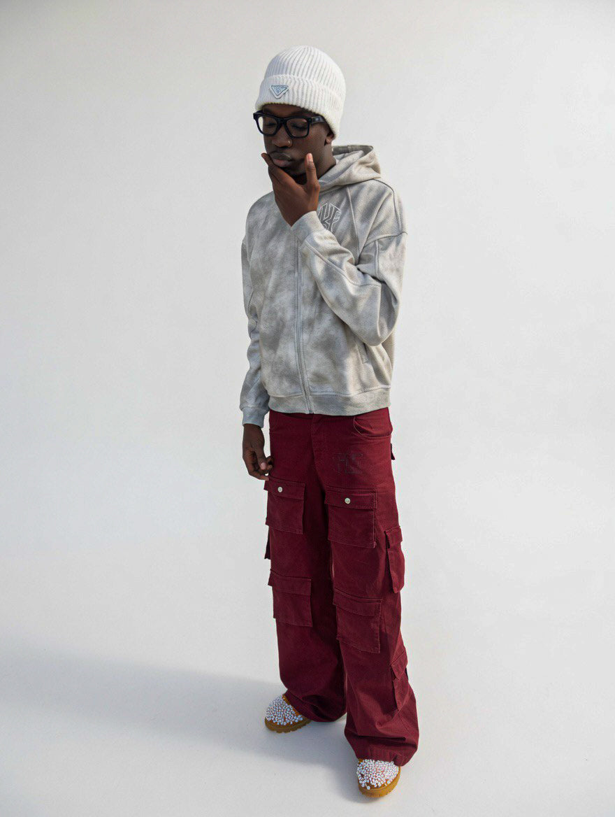 Dirty Washed Zip-Up Fleece Hoodie